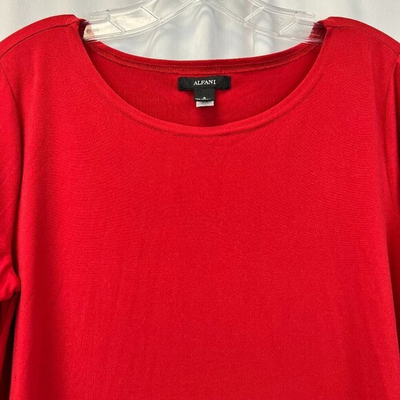 Alfani Womens Red Ruffle Bell Sleeve Round Neck Pullover Blouse Top Size Small - Picture 3 of 8